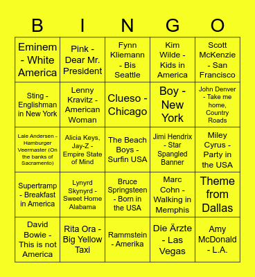 Hallo Onkel Sam Bingo Card