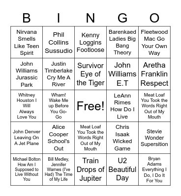 Lockdown Rock N' Roll Bingo Card