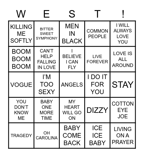 90s Bingo Card