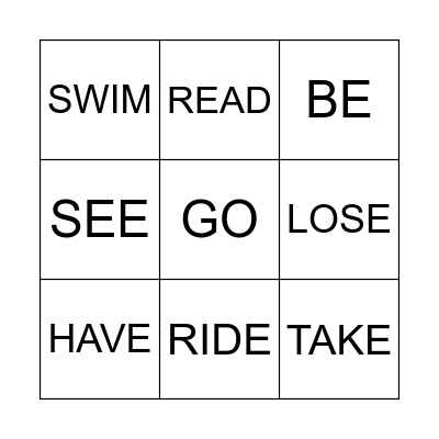 IRREGULAR VERBS BINGO Card