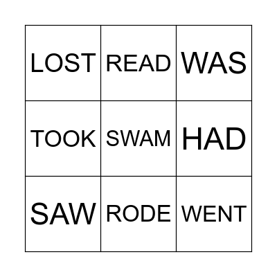 IRREGULAR VERBS BINGO Card