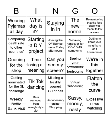 End of Quarter Zoom Bingo Card