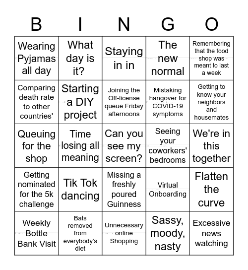 End of Quarter Zoom Bingo Card
