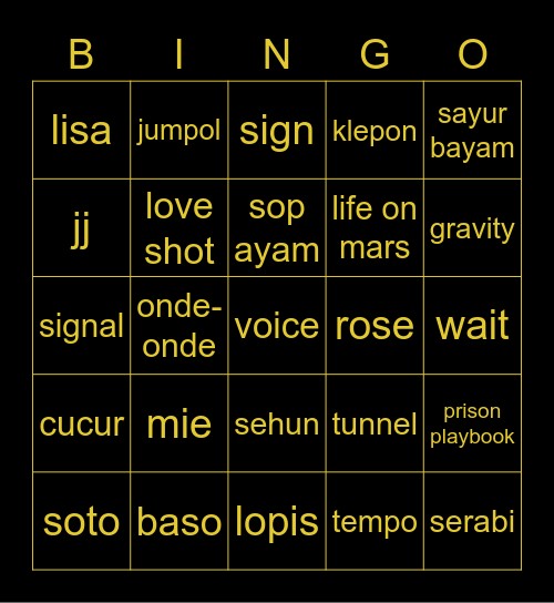 phum Bingo Card