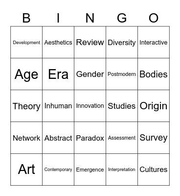 Academic Book Titles Bingo Card