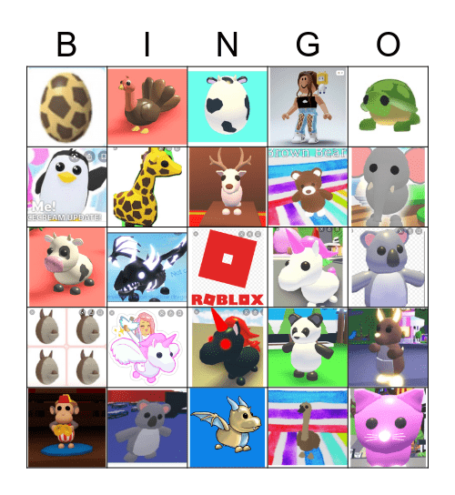 Roblox Adopt Me Bingo Card