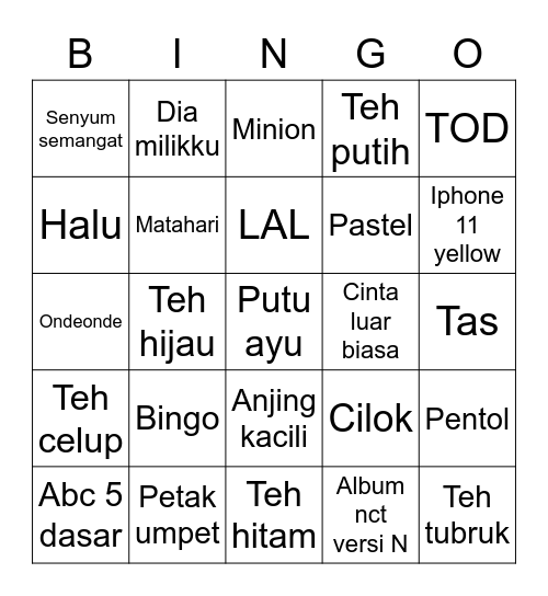 Murwan jleg Bingo Card