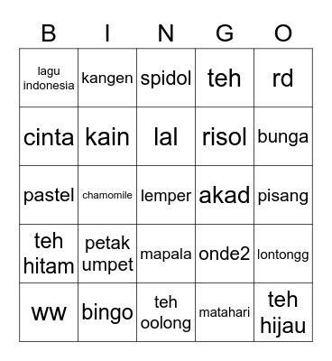 bingo sama murwan Bingo Card