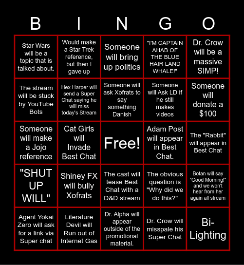 Morning Nonsense Bingo Card