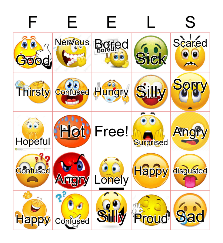 Feelings Bingo Card