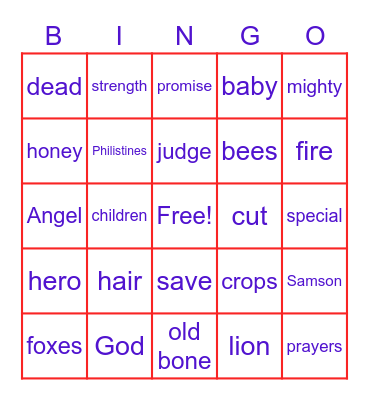 Samson Bingo Card