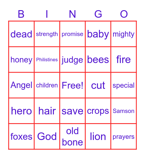 Samson Bingo Card