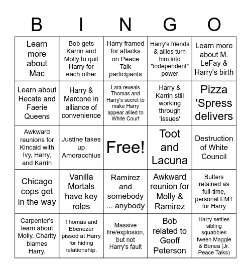 Peace Talks Bingo Card