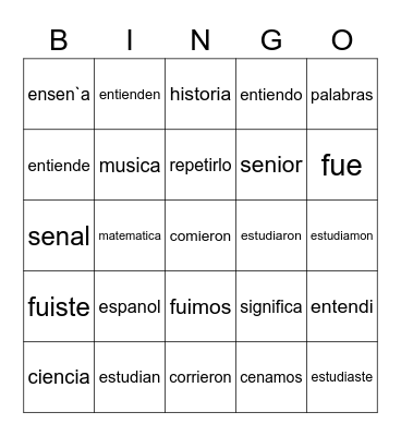 past and future 2 Bingo Card