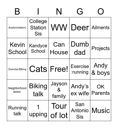 Wimberley Bingo Card