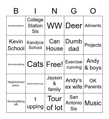 Wimberley Bingo Card
