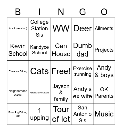 Wimberley Bingo Card