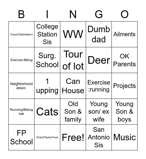Visit Card Bingo Card