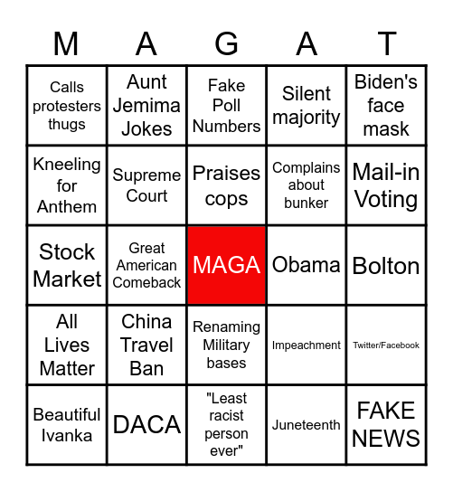 Trump Rally Bingo Card