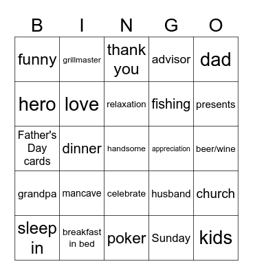 Happy Father's Day! Bingo Card