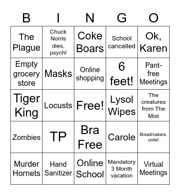 2020 Bingo Card