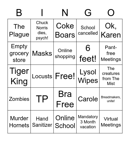 2020 Bingo Card