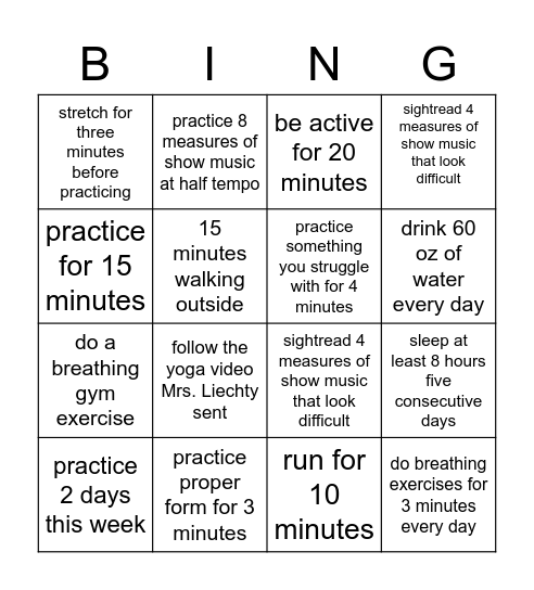 Band Bingo Card