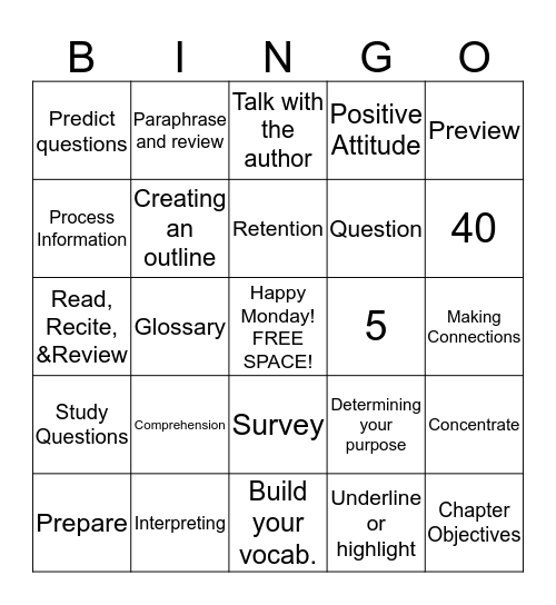 Actively Read Bingo Card