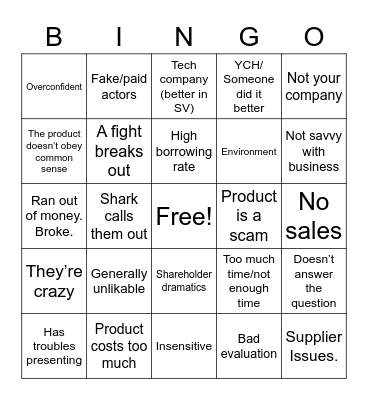 Bad pitch bingo Card