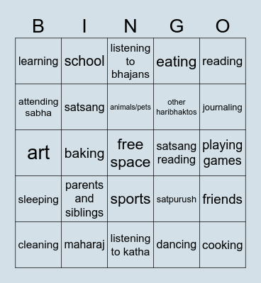 Things You Have Priti For ♡ Bingo Card