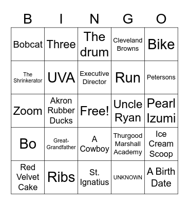 Father's Day Bingo Card