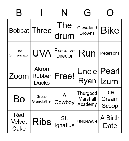 Father's Day Bingo Card