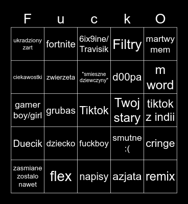 tiktok fajne Bingo Card