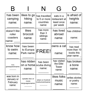 ICE Breaker           Find Someone Who....? Bingo Card