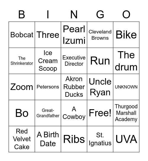 Father's Day Bingo Card