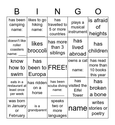 ICE Breaker           Find Someone Who....? Bingo Card