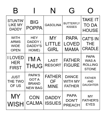 Father's Day Bingo Card