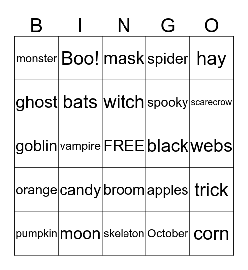 Happy Halloween! Bingo Card