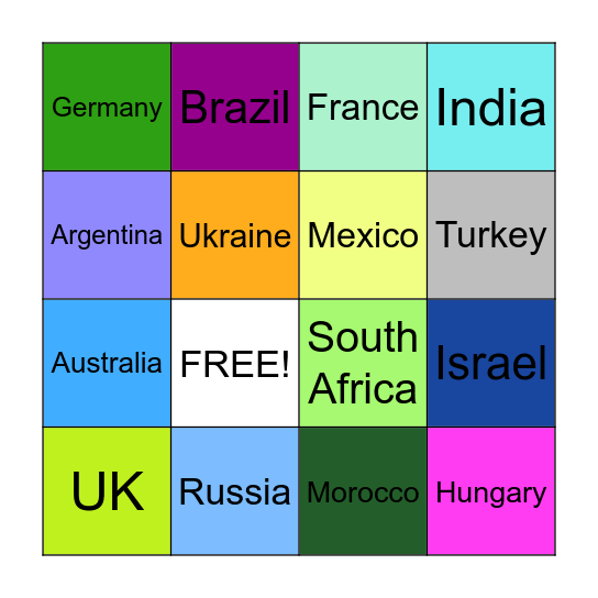 Jews Around the World! Bingo Card