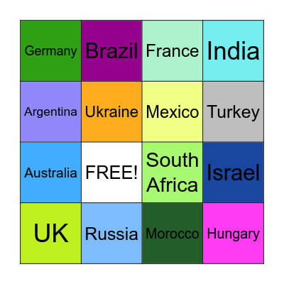 Jews Around the World! Bingo Card