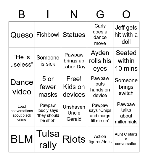 Father’s Day Bingo Card