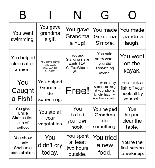 Grandma BINGO 2020 Bingo Card