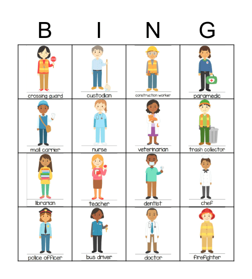 Workers in my Community Bingo Card