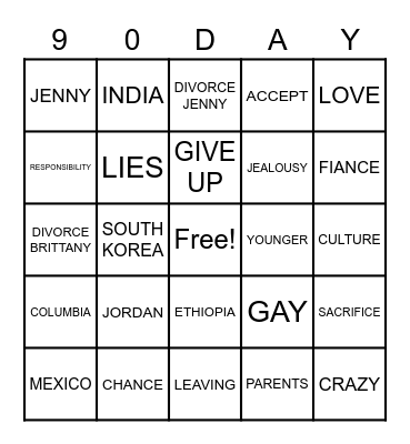 90 DAY THE OTHER WAY Bingo Card