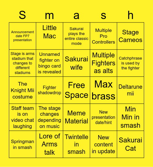 Arms Bingo Card