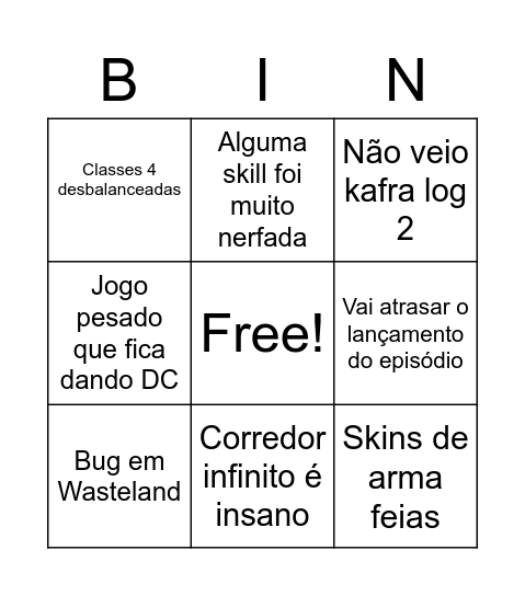 BINGO DA ATT DO EP7 Bingo Card