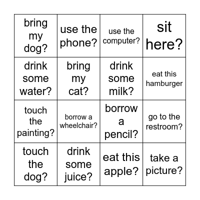 May I... Bingo Card