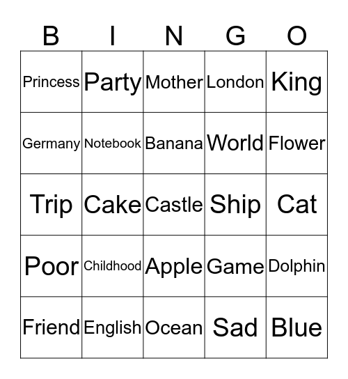 Mixed  Bingo Card