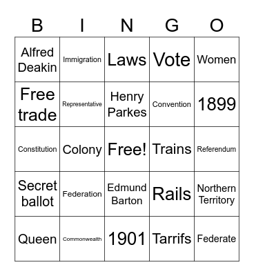 Federation Bingo Card