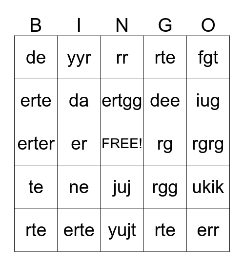 ecology yo Bingo Card